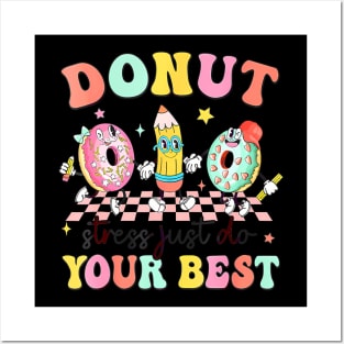 Groovy Donut Stress Best Test Day Teachers Kids Posters and Art